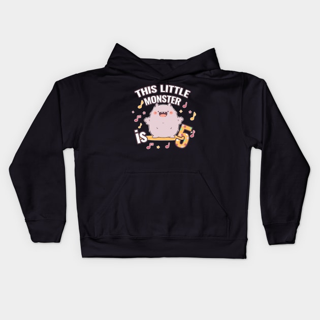 This Little Monster is Five | 5th Birthday Kids Hoodie by Malinda